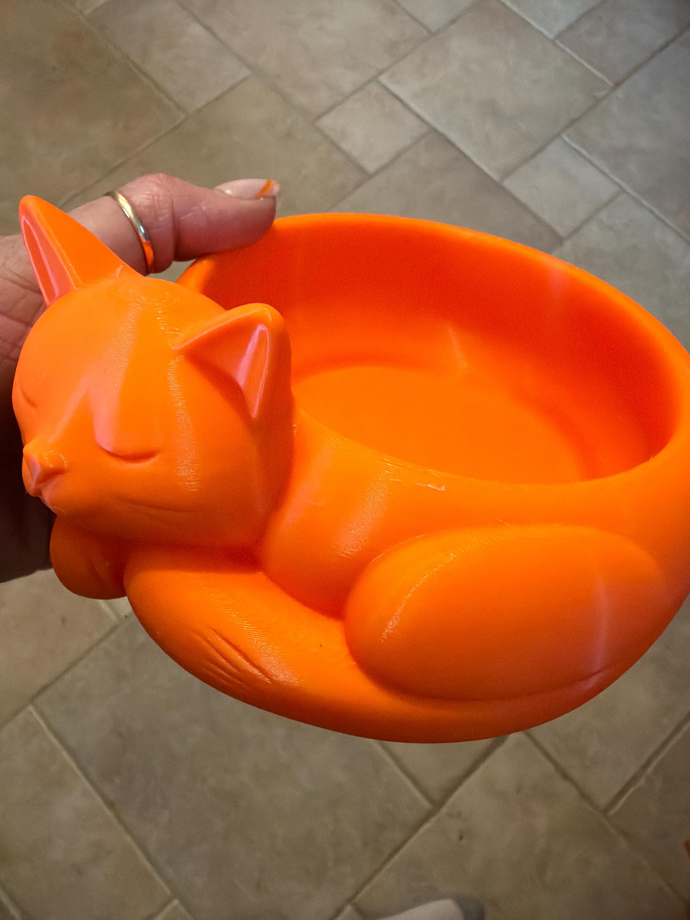 Sleeping Cat Bowl — 3D Printed Cat Food, Water & Candy Dish
