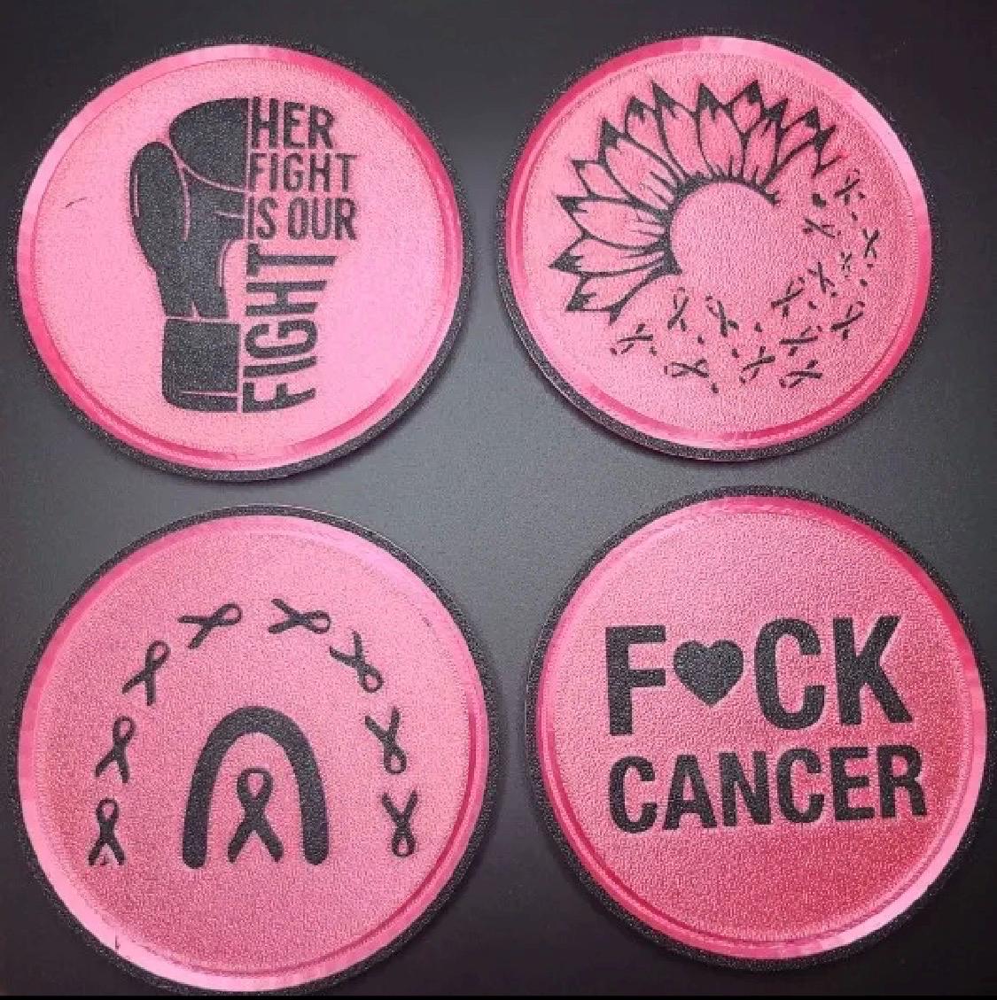 Breast Cancer Awareness Coaster Set of 4 — 3D Printed Pink Ribbon Coasters