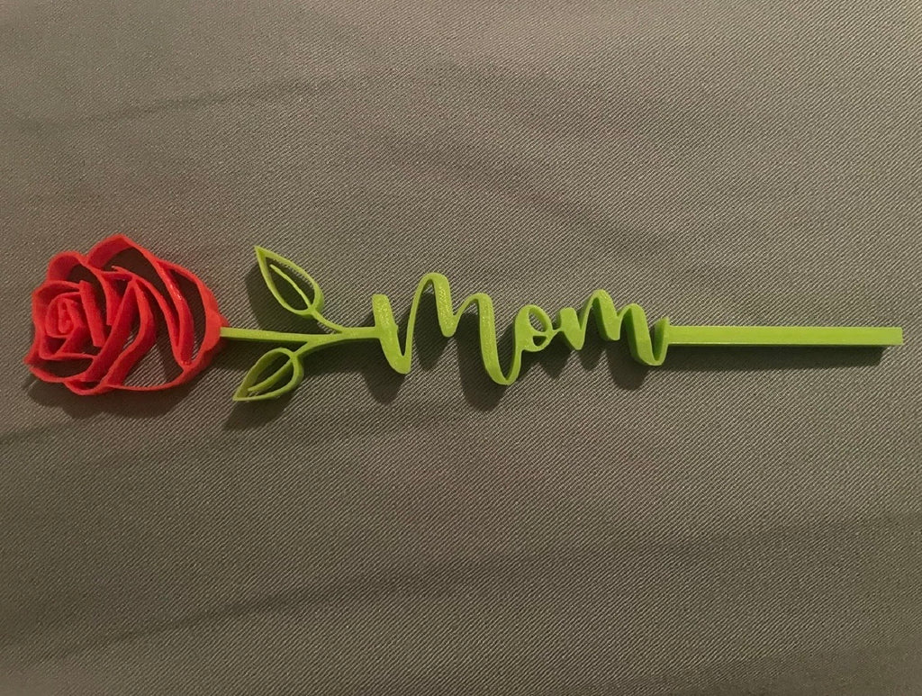 3D Printed Rose – Personalized "Mom" Flower Gift