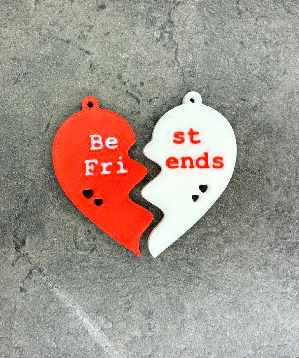 Best Friends Split Heart Keychain Set – 3D Printed (Set of 2)