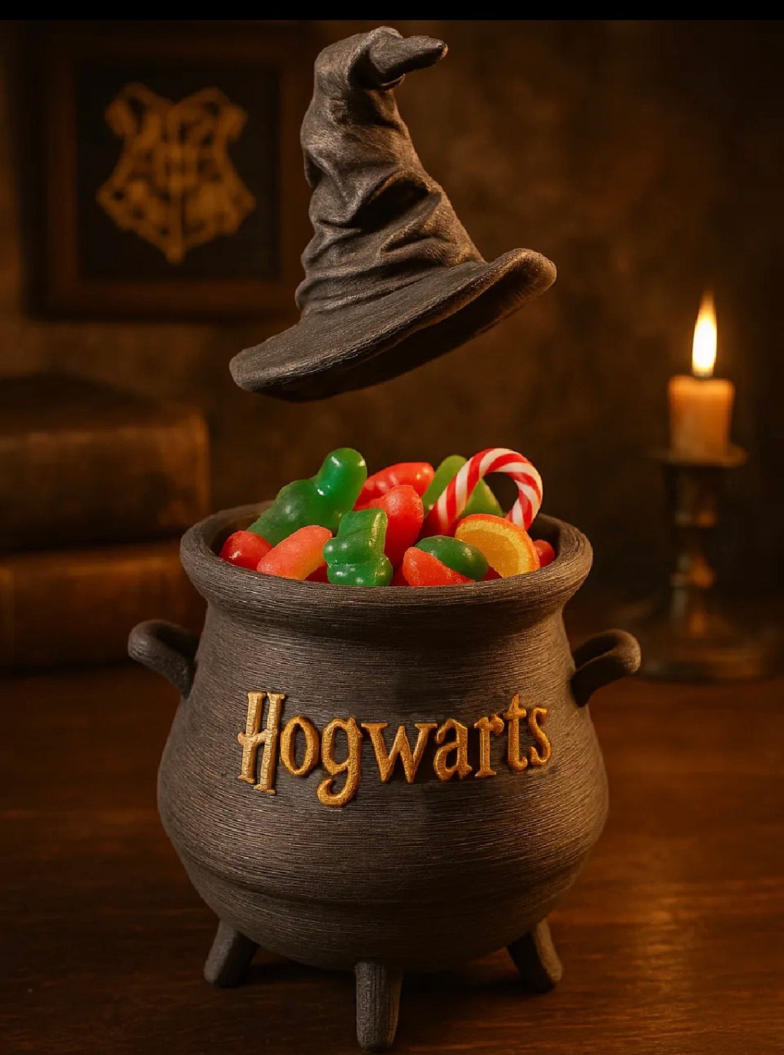 Harry Potter Hogwarts Cauldron with Sorting Hat Lid – 3D Printed