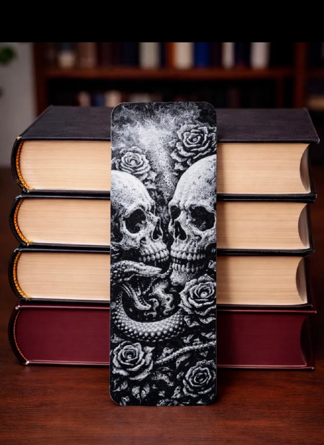 Gothic Skull & Roses Bookmark