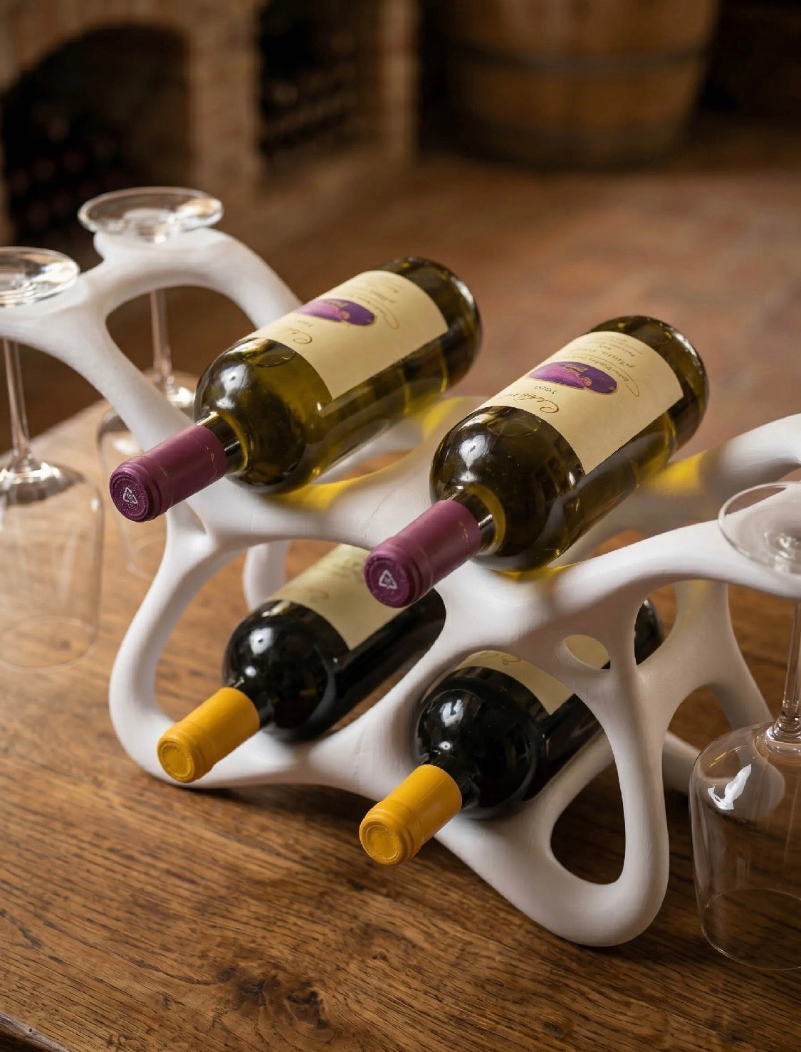 Organic Wave Wine Rack with Stemware Holder