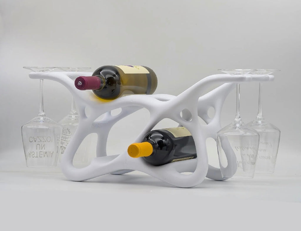 Organic Wave Wine Rack with Stemware Holder