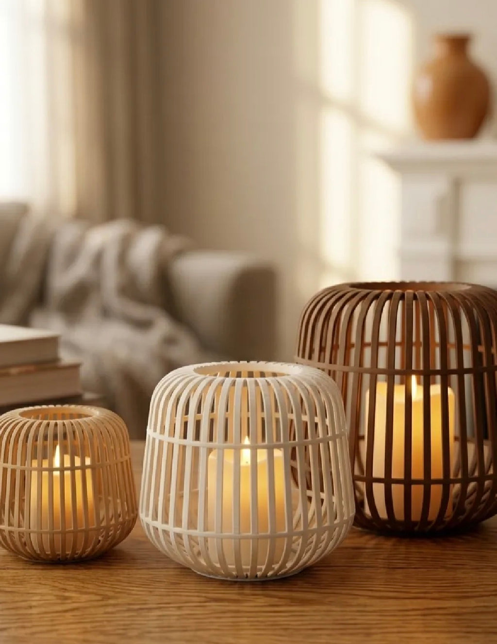 Rattan-Style Candle Lantern
