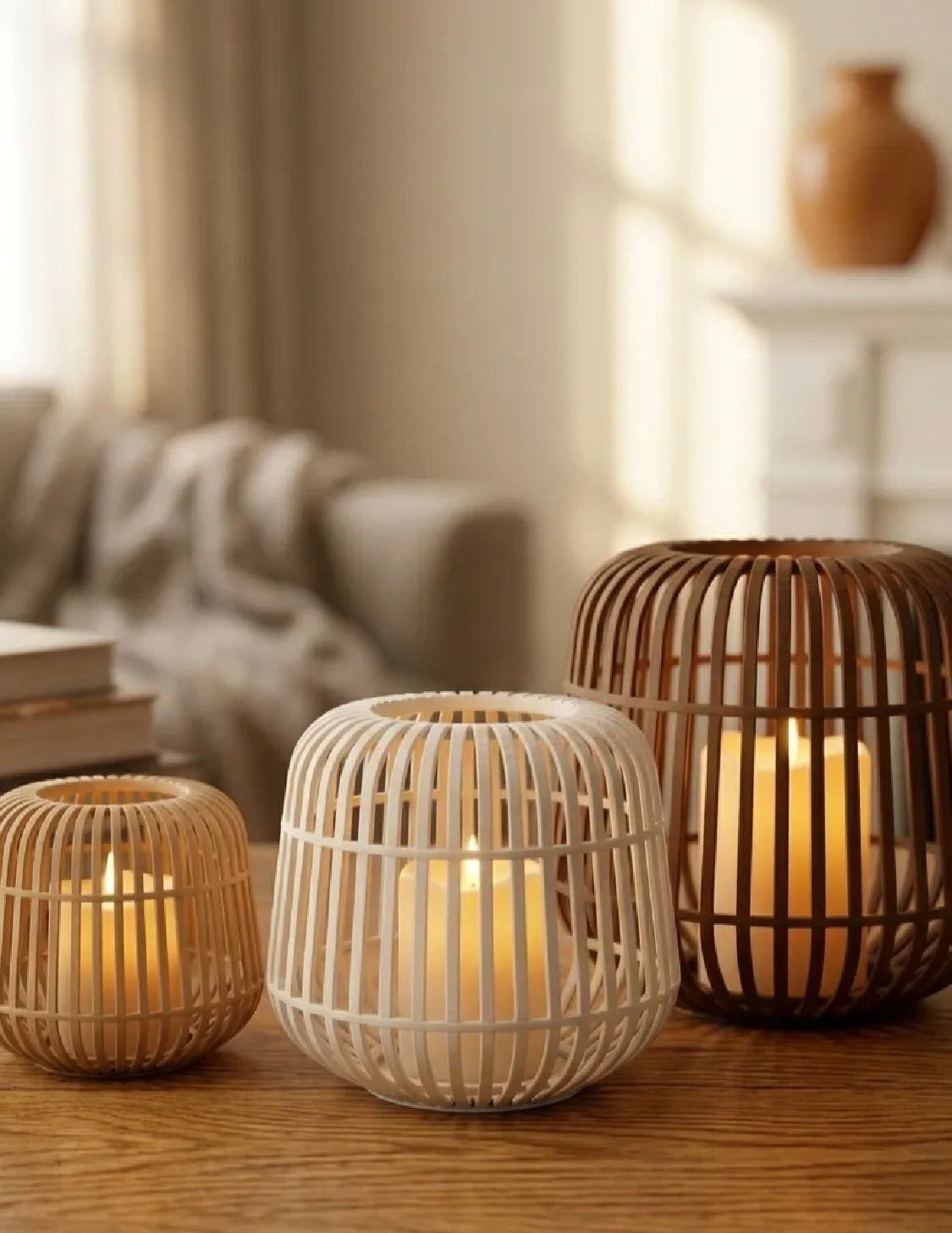 Rattan-Style Candle Lantern