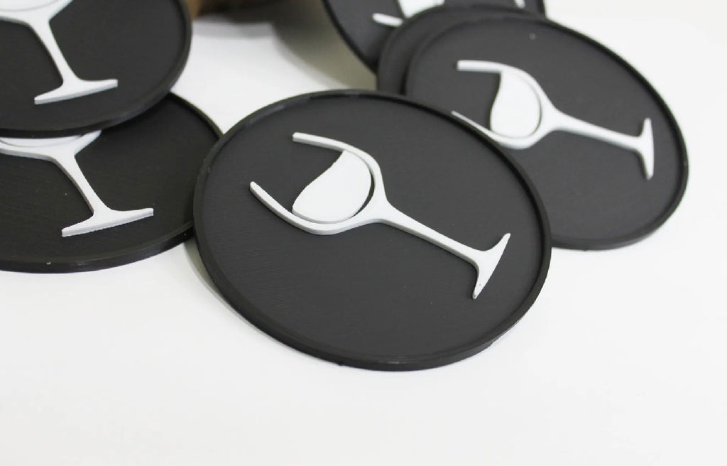 Wine Glass Coaster Set – 3D Printed (Set of 6 with Holder)