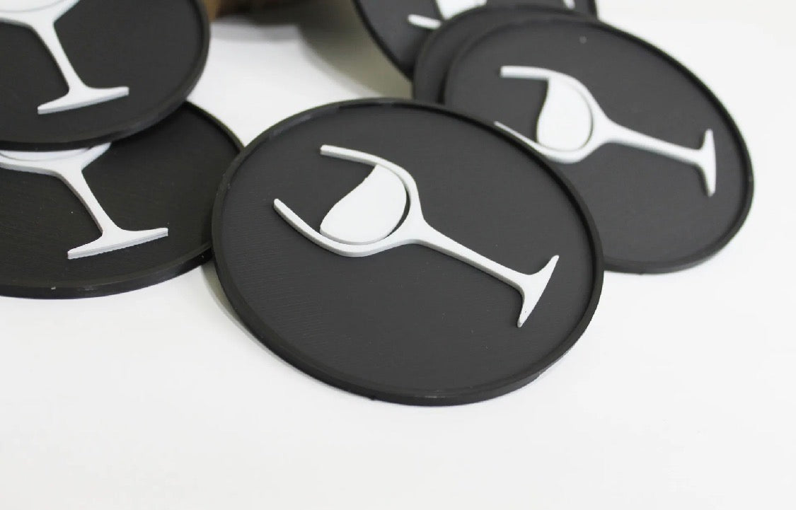 Wine Glass Coaster Set – 3D Printed (Set of 6 with Holder)