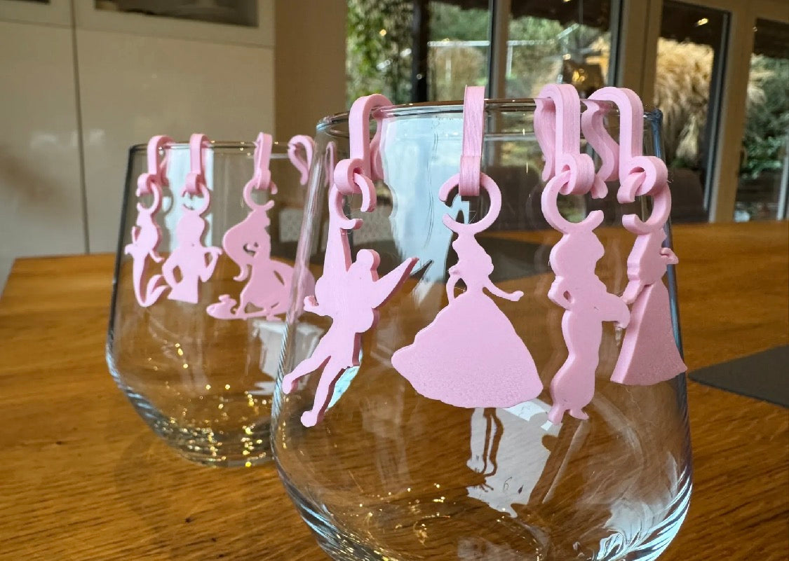 Disney Princess Drink Charms – 3D Printed Set of 8 (Party Favor)