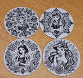 Disney Princess Mandala Coaster Set – 3D Printed Set of 4