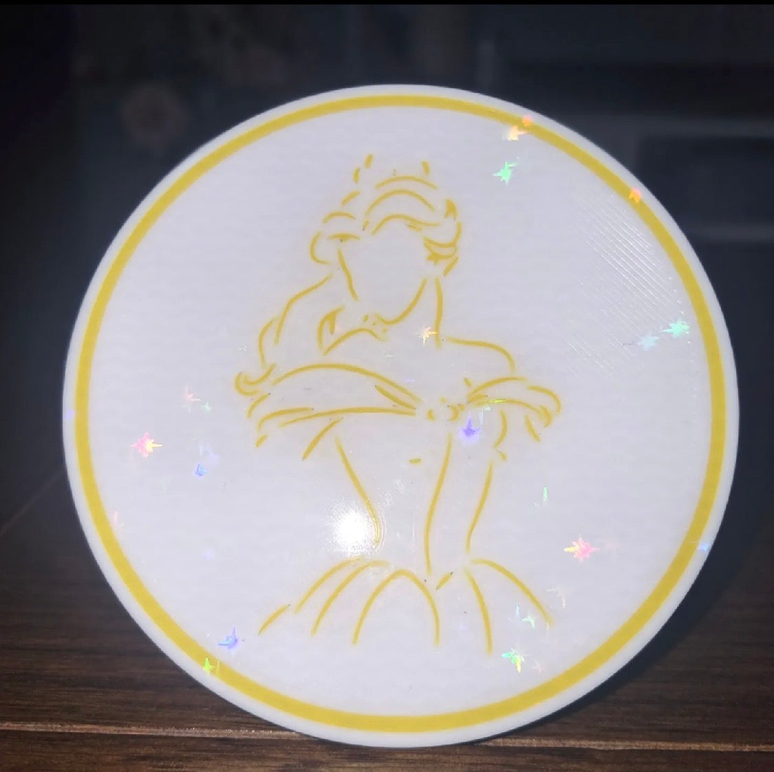 Disney Princess Line Art Coaster Set – 3D Printed Set of 4 (Iridescent)