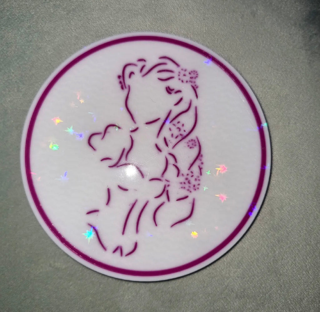 Disney Princess Line Art Coaster Set – 3D Printed Set of 4 (Iridescent)