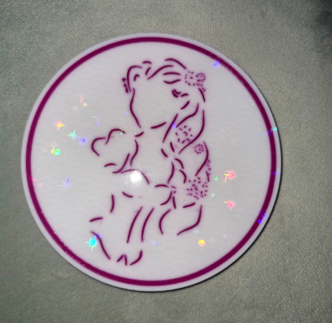 Disney Princess Line Art Coaster Set – 3D Printed Set of 4 (Iridescent)