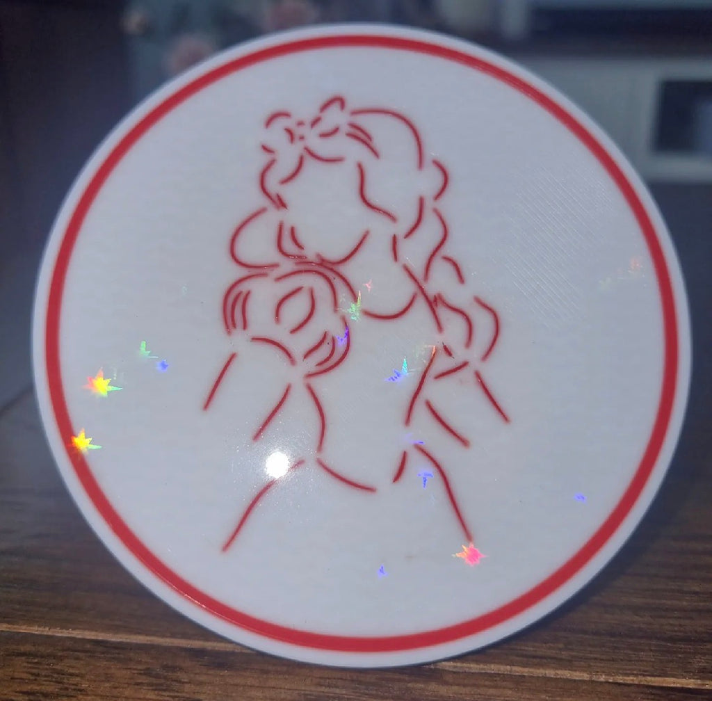 Disney Princess Line Art Coaster Set – 3D Printed Set of 4 (Iridescent)