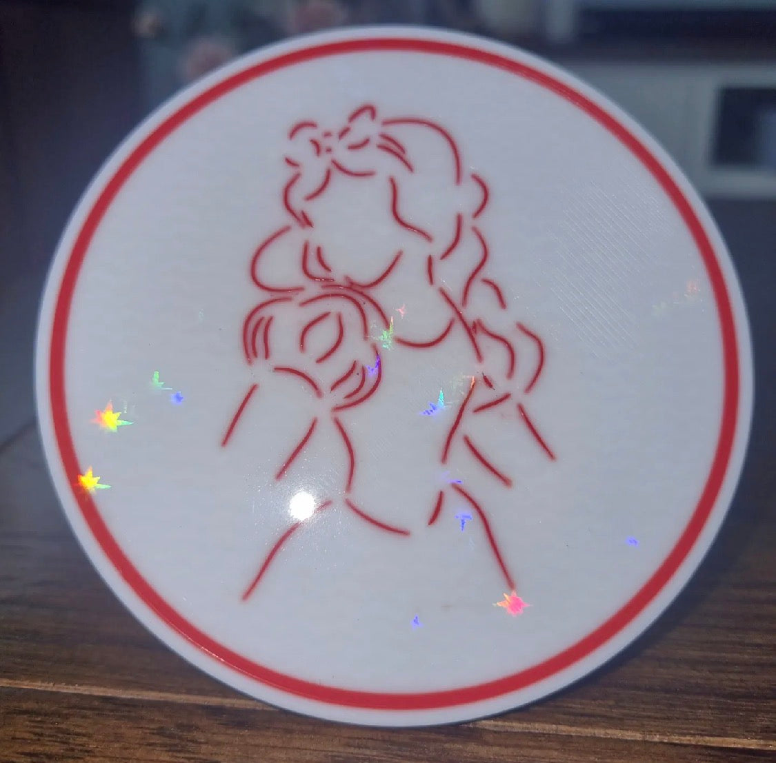 Disney Princess Line Art Coaster Set – 3D Printed Set of 4 (Iridescent)