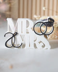 Mr & Mrs Sign with Interlocking Rings – 3D Printed Wedding Decor
