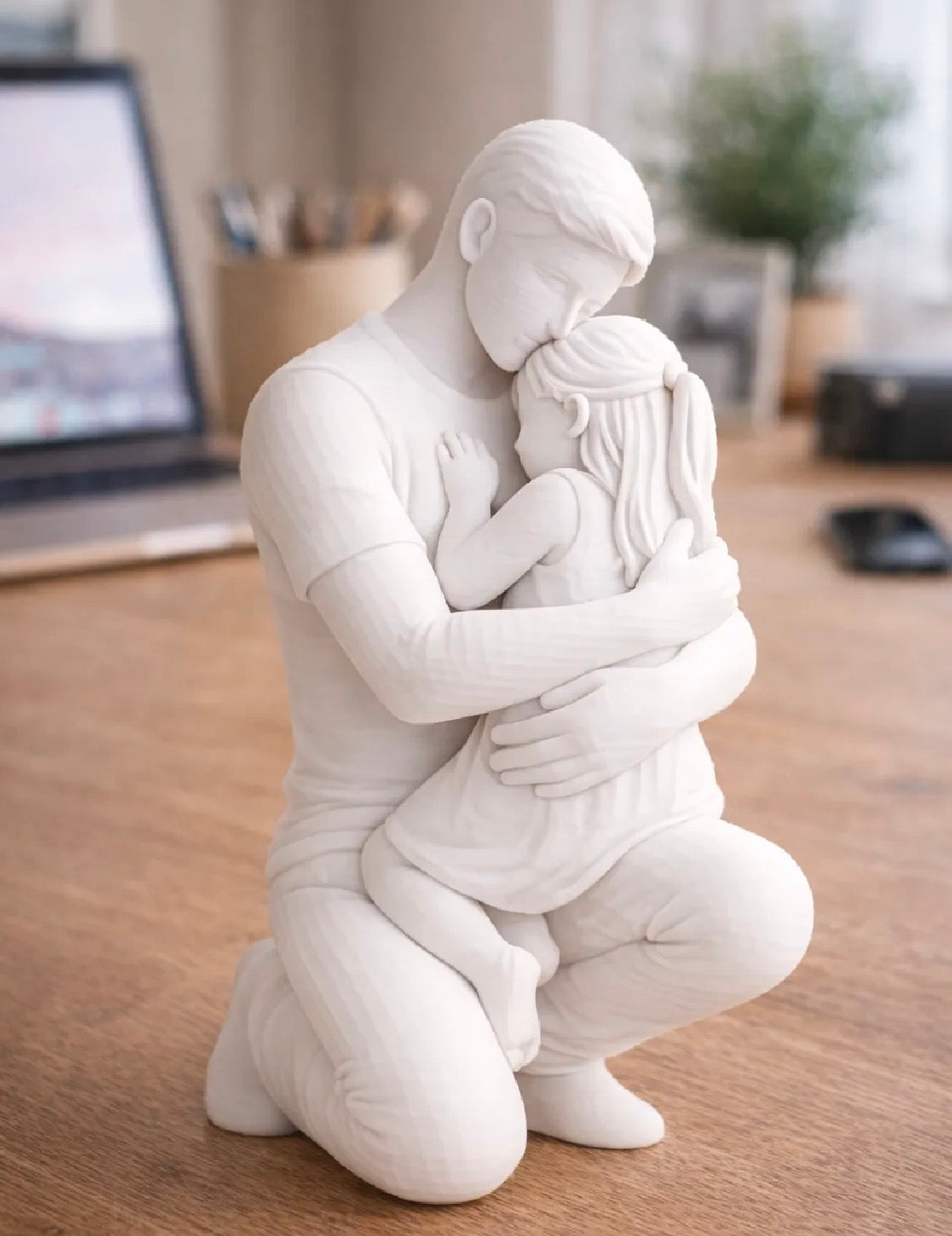Father & Daughter Hug Sculpture – 3D Printed Father's Day Gift