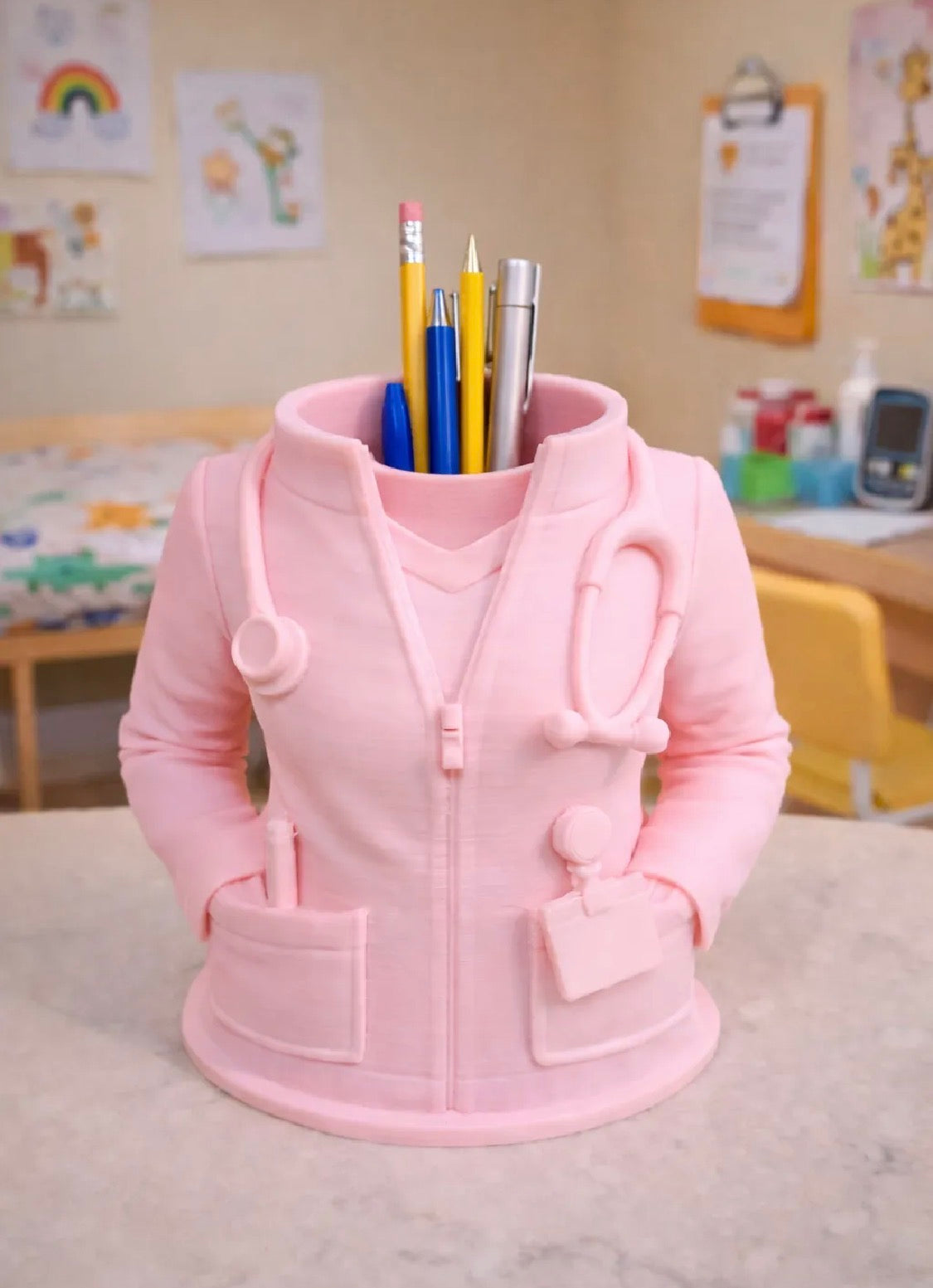 Nurse Scrubs Pen Cup - 3D Printed Medical Desk Accessory