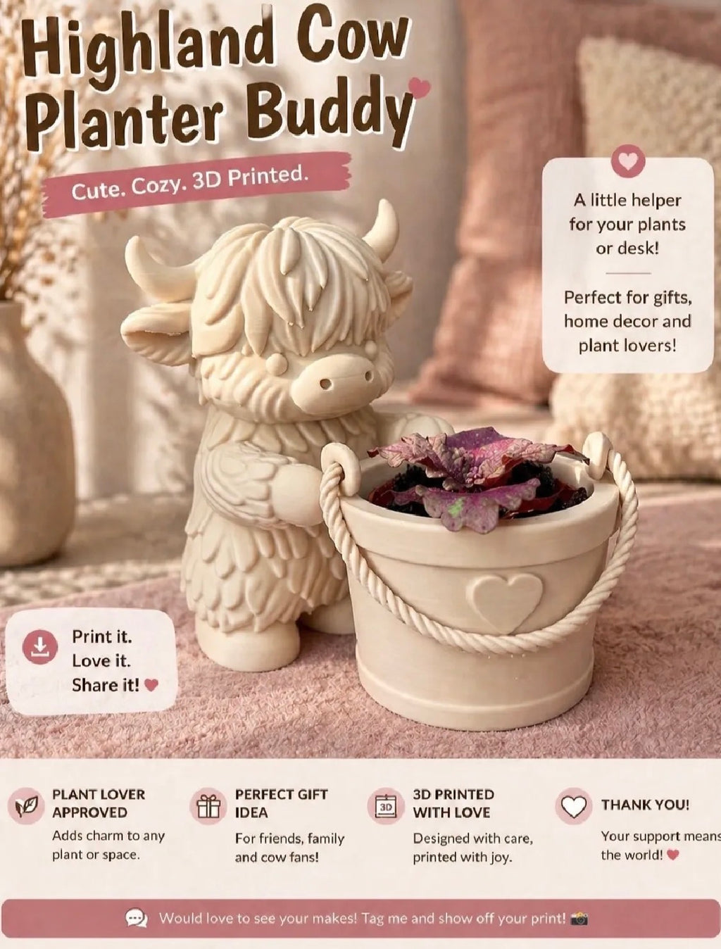 Highland Cow Planter Buddy