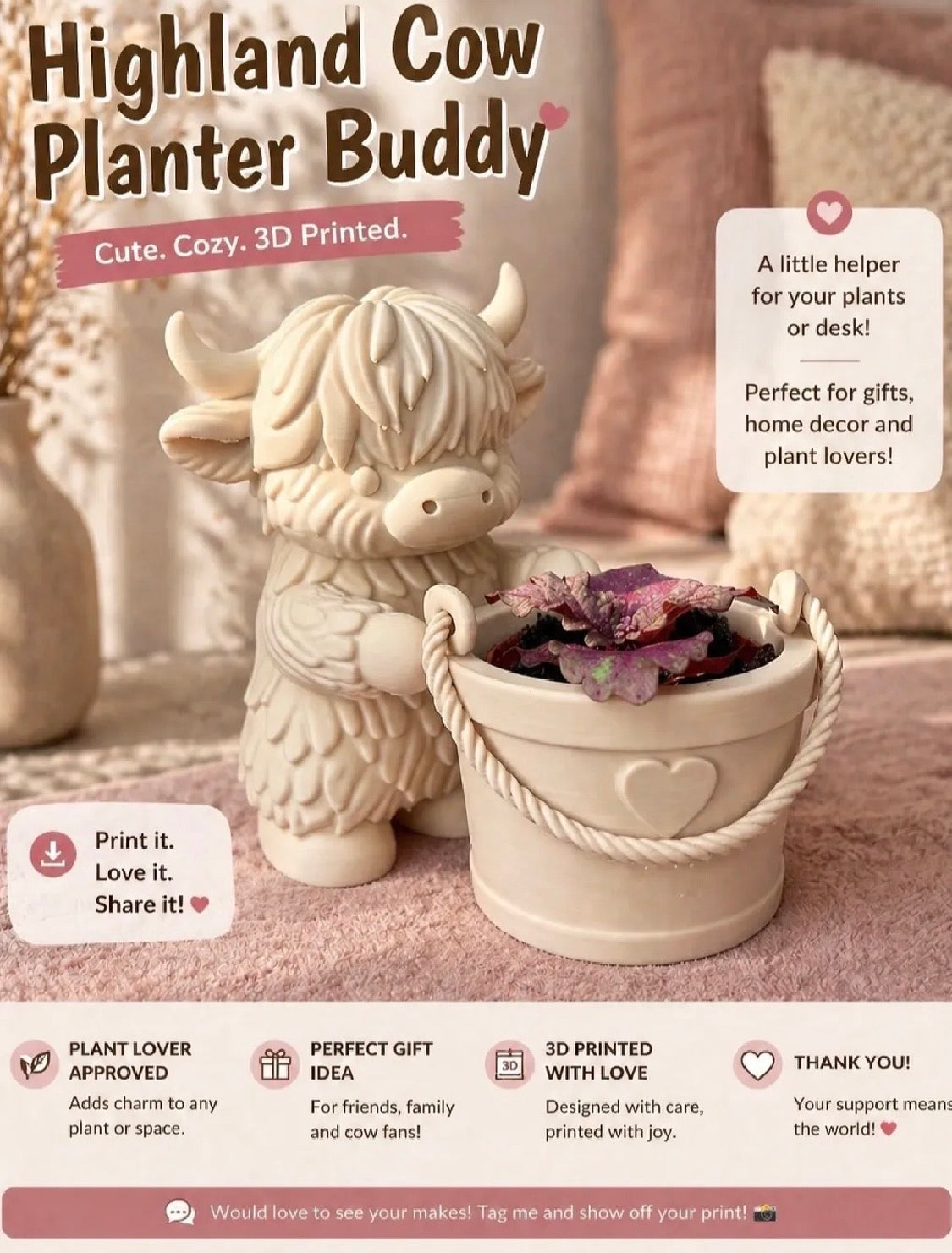 Highland Cow Planter Buddy