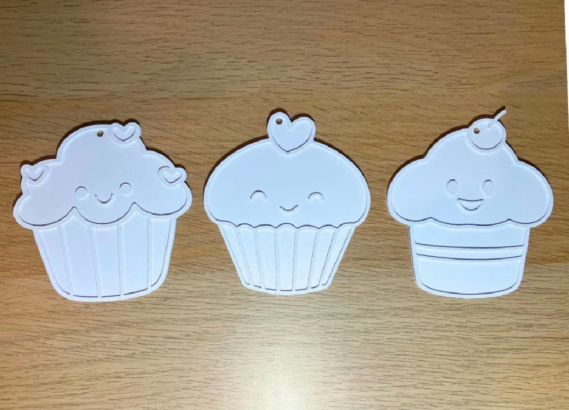 Paintable Cupcake Ornaments Set of 3