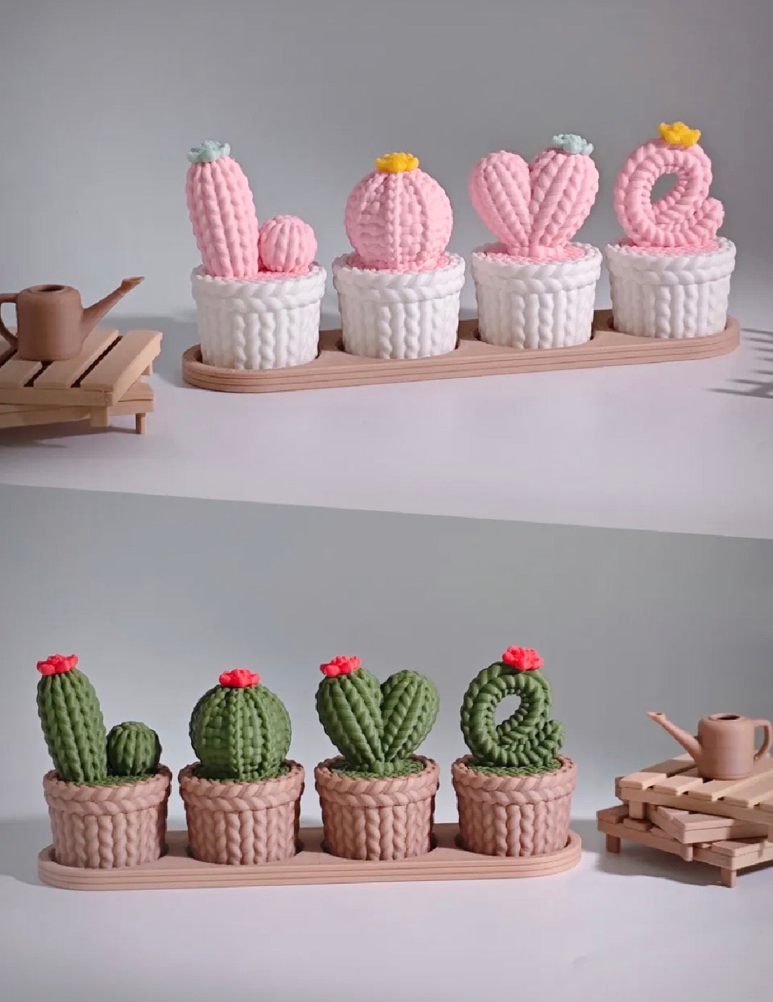 LOVE Cactus Planter Set- 3D Printed
