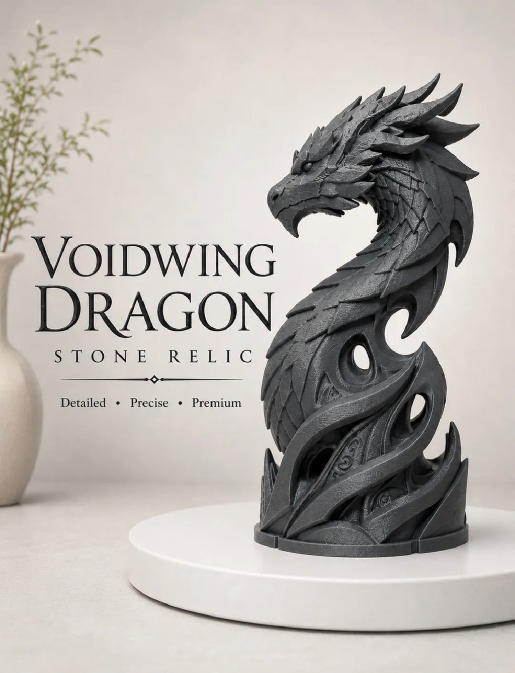 Voidwing Dragon Stone Relic Sculpture