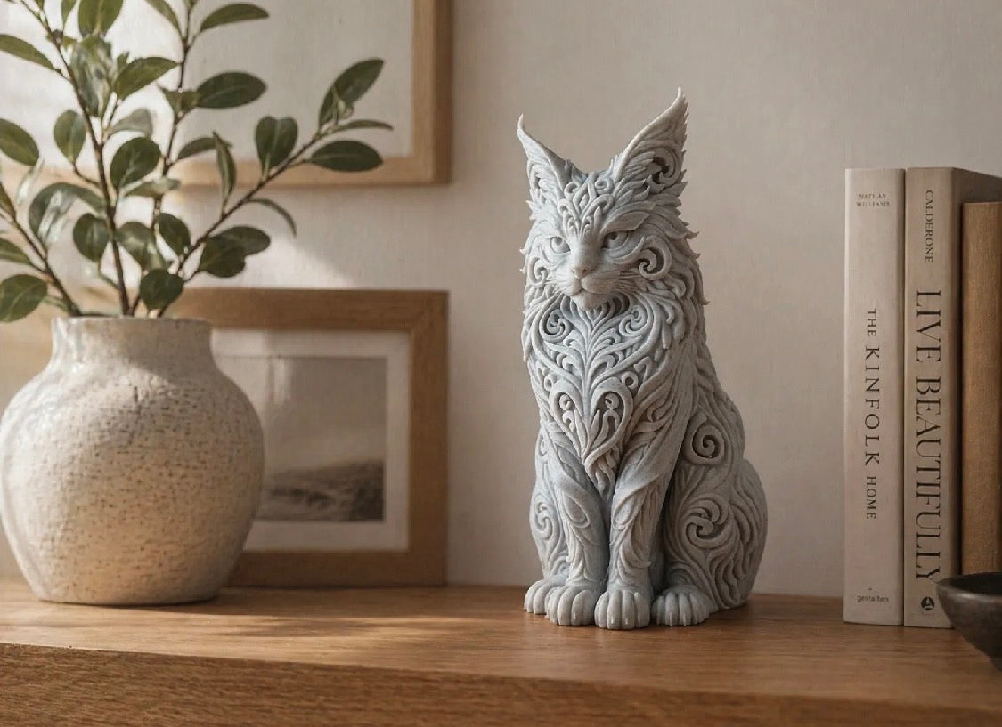 3D Printed Maine Coon Cat Figurine