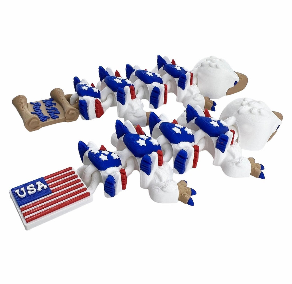 3D Printed Mini American Flag Bald Eagle Dragon