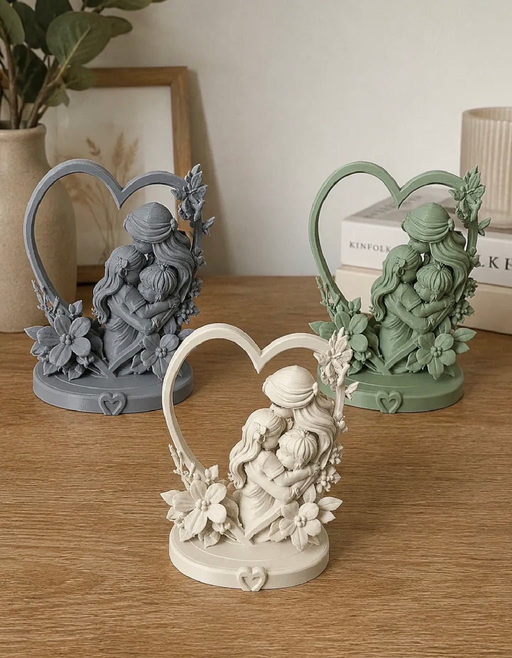 Mother & Children Heart Figurine