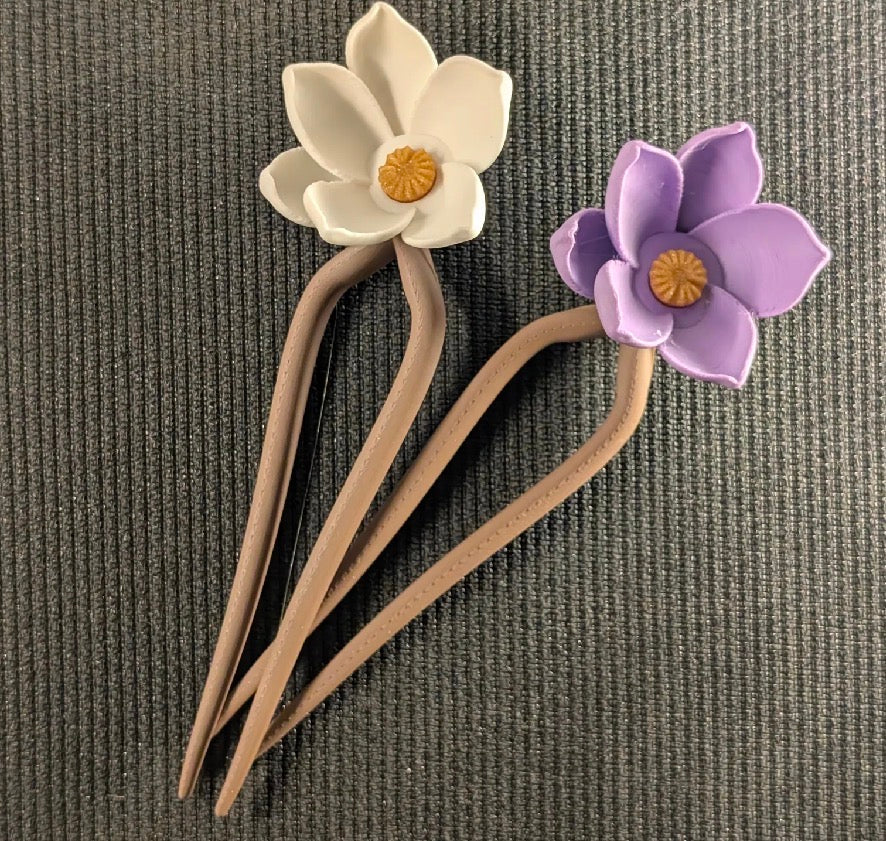Floral 3D Printed Hair Pins
