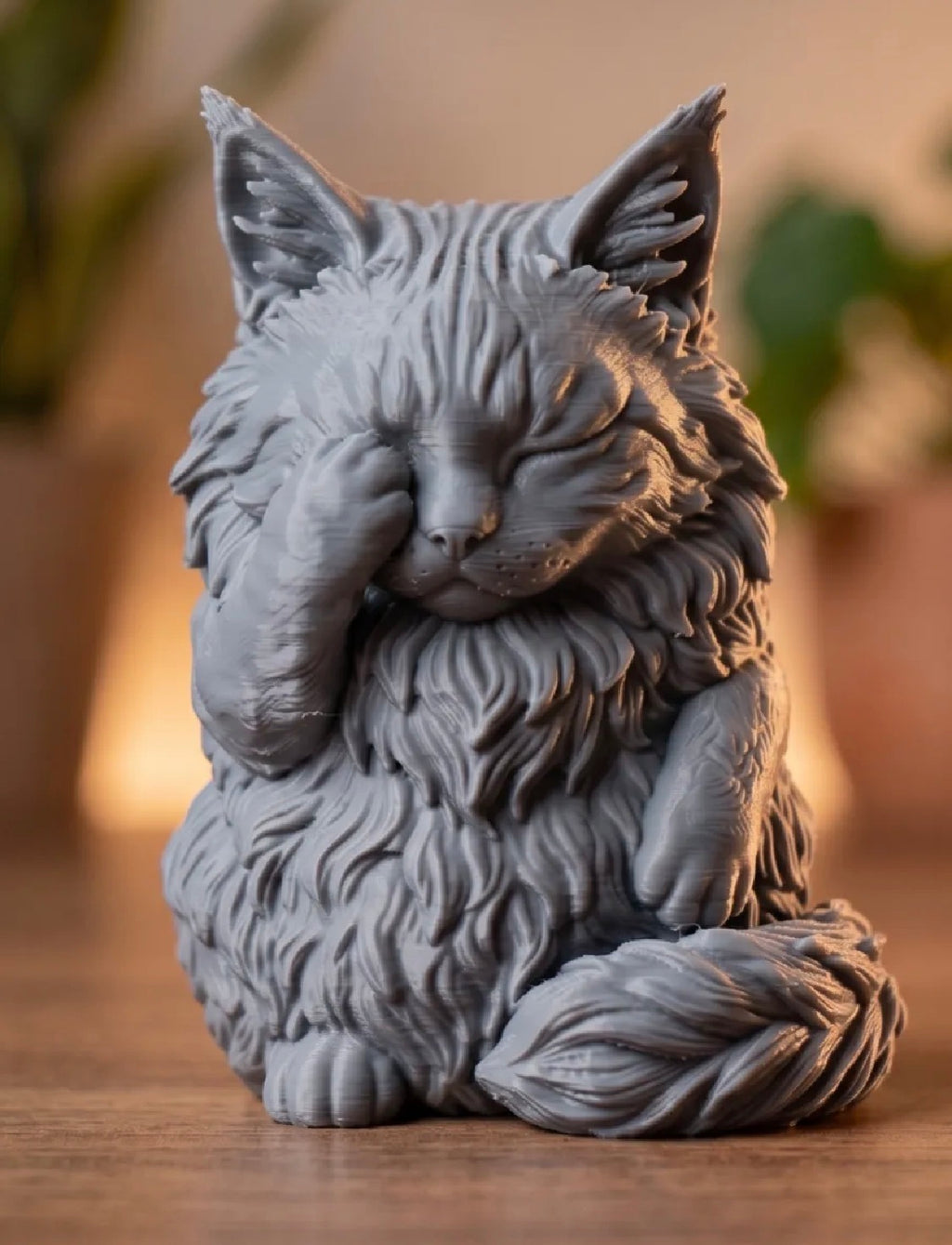 Maine Coon Cat Statue – 3D Printed Figurine