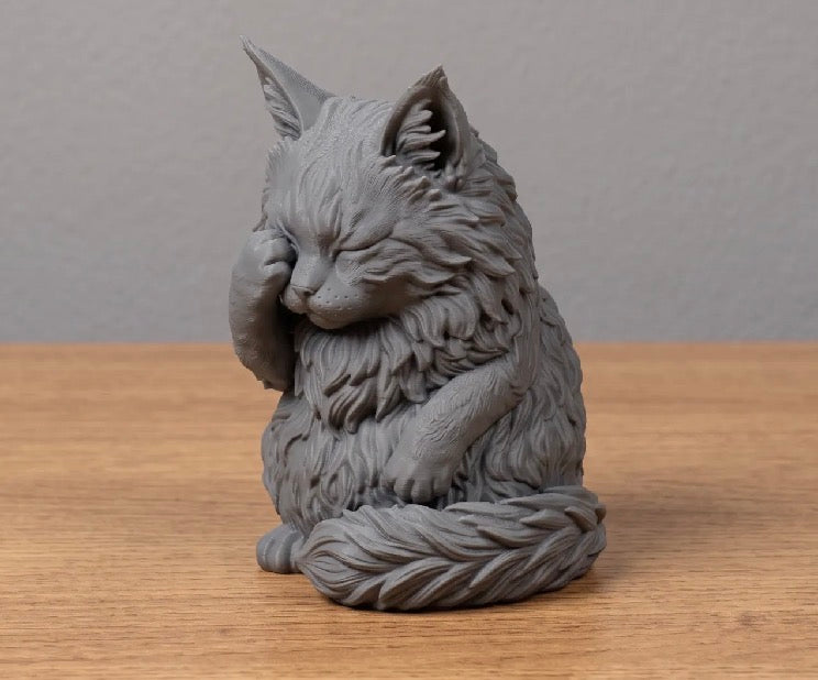 Maine Coon Cat Statue – 3D Printed Figurine