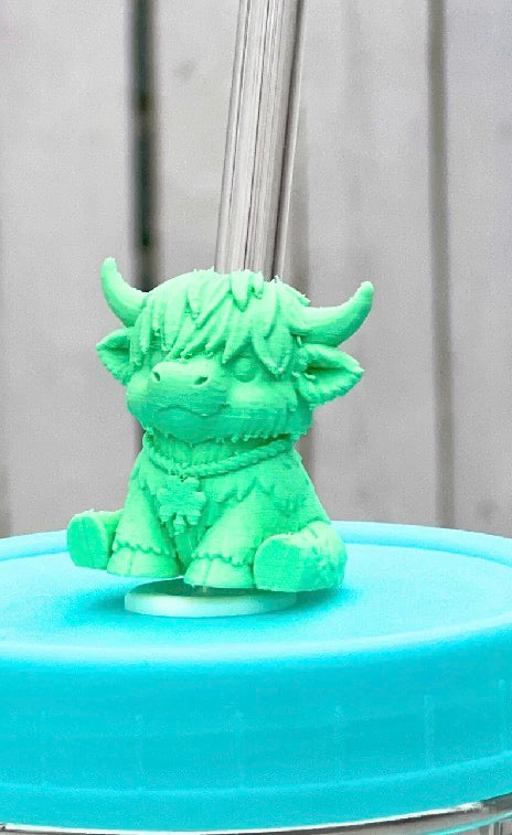 Highland Cow Straw Topper