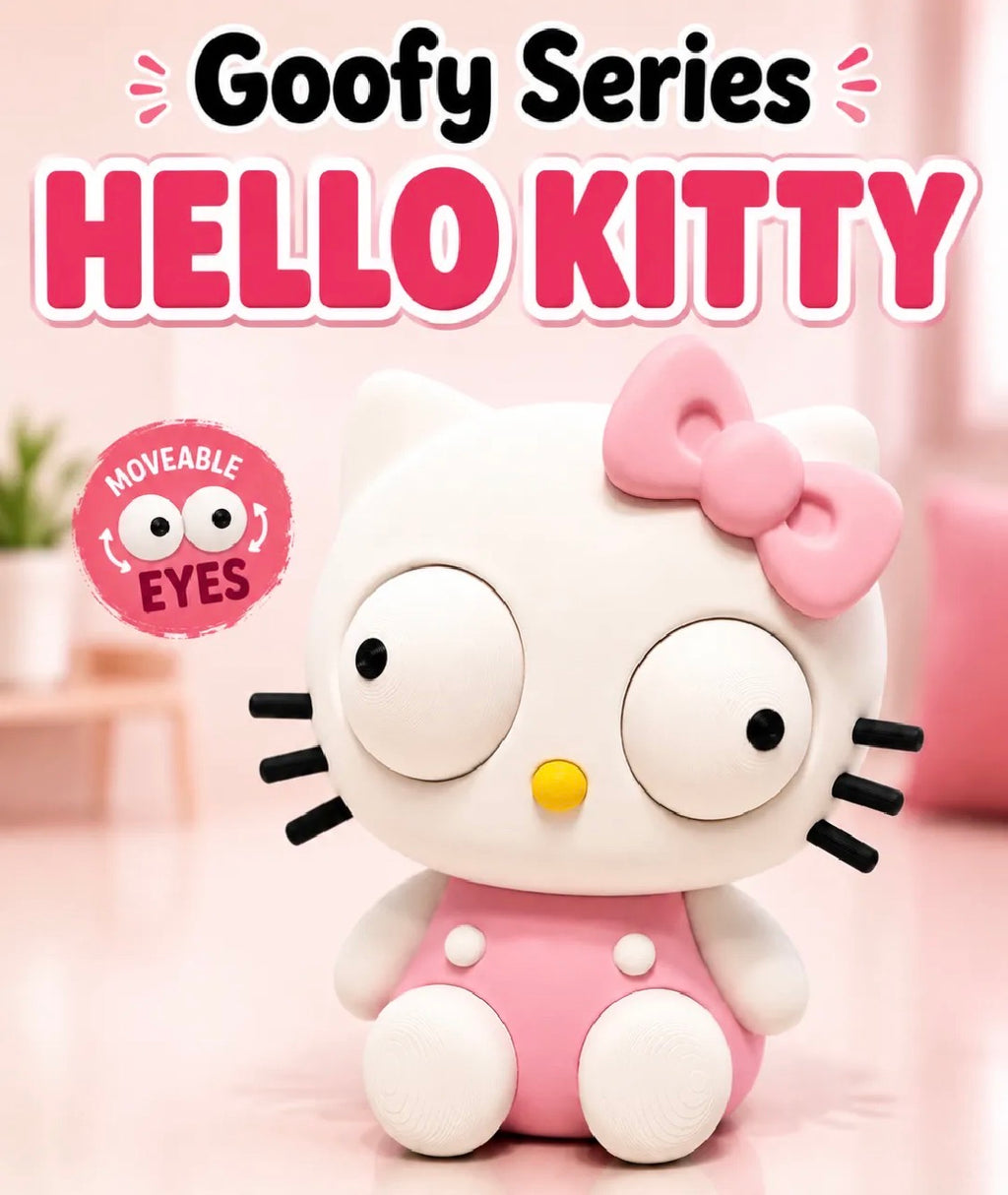 Goofy Eyes Cat Figurine with Moveable Eyes