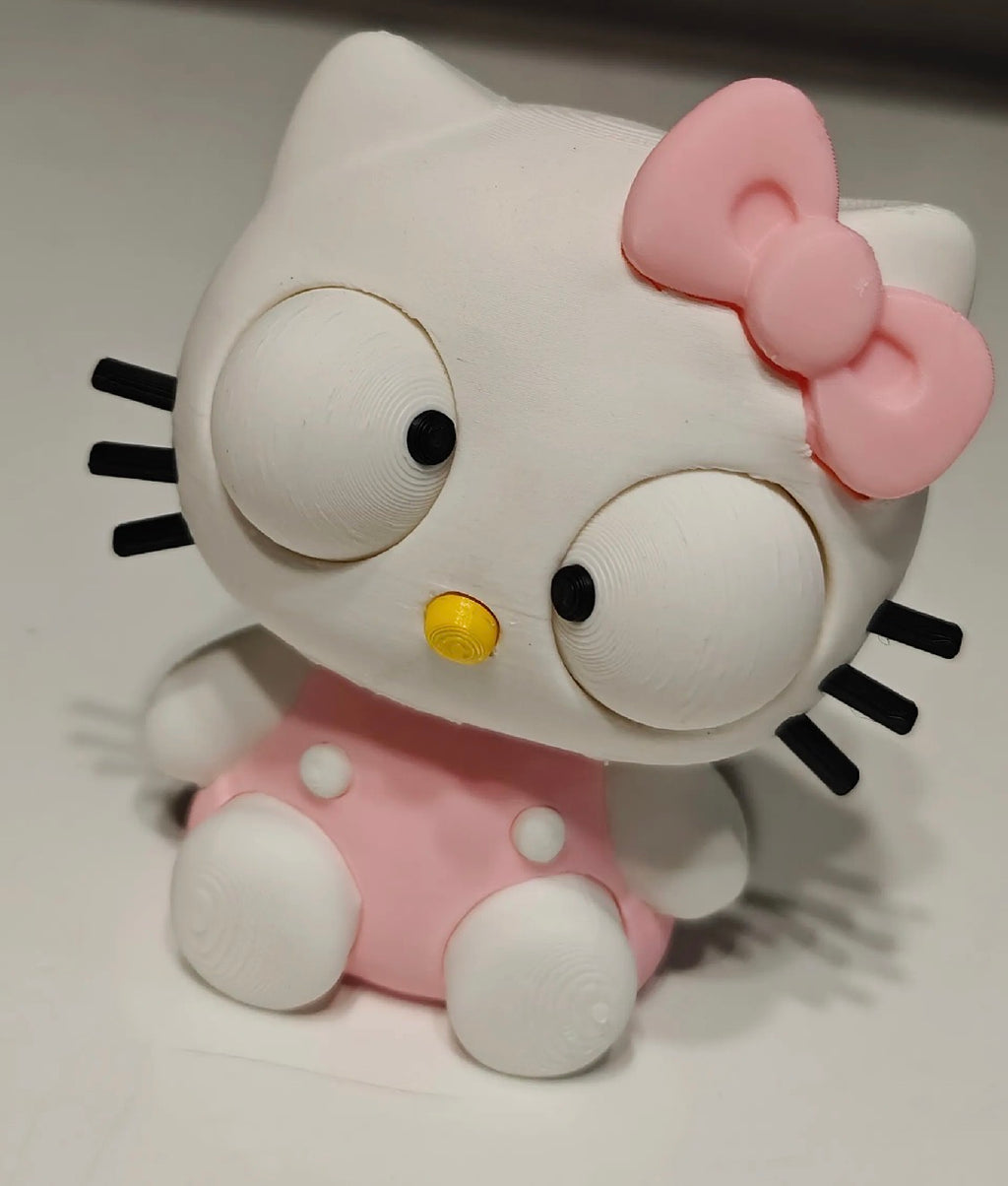 Goofy Eyes Cat Figurine with Moveable Eyes