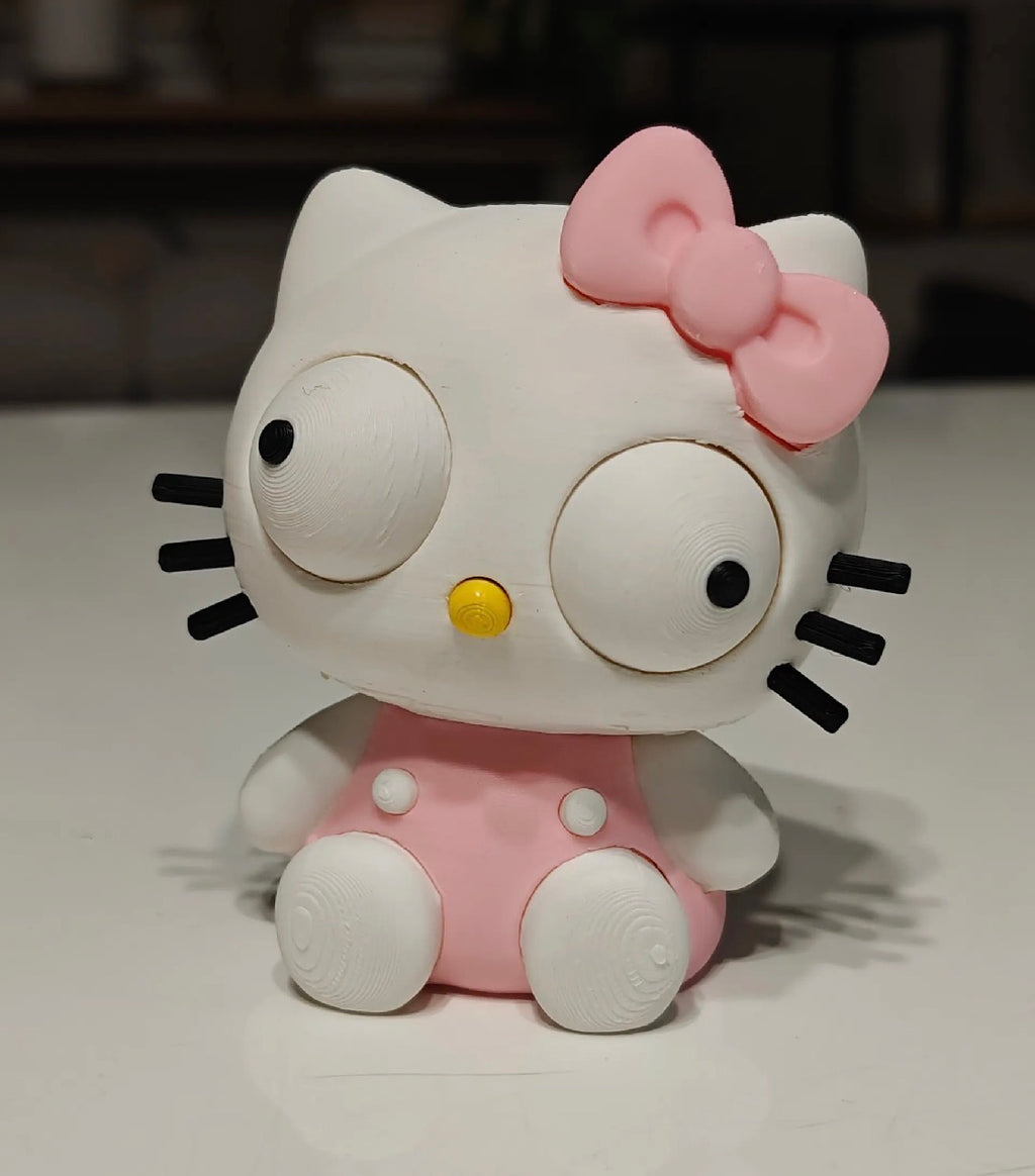Goofy Eyes Cat Figurine with Moveable Eyes