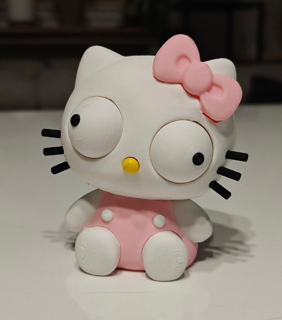Goofy Eyes Cat Figurine with Moveable Eyes