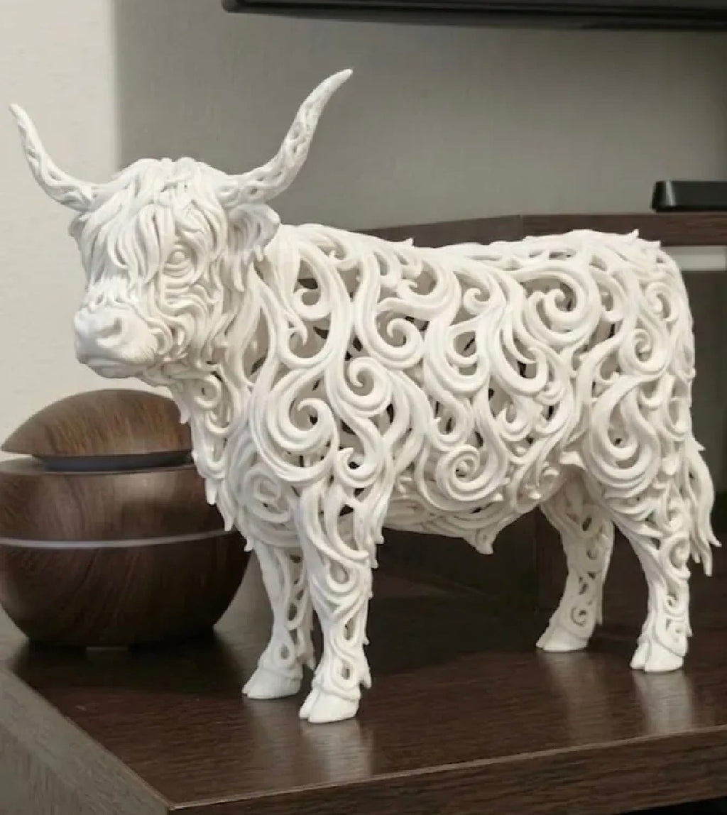 Highland Cow Filigree Figurine