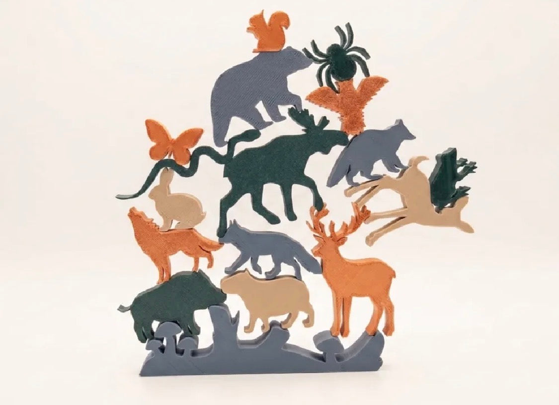 Woodland Animal Stacking Puzzle | 3D Printed Balancing Game