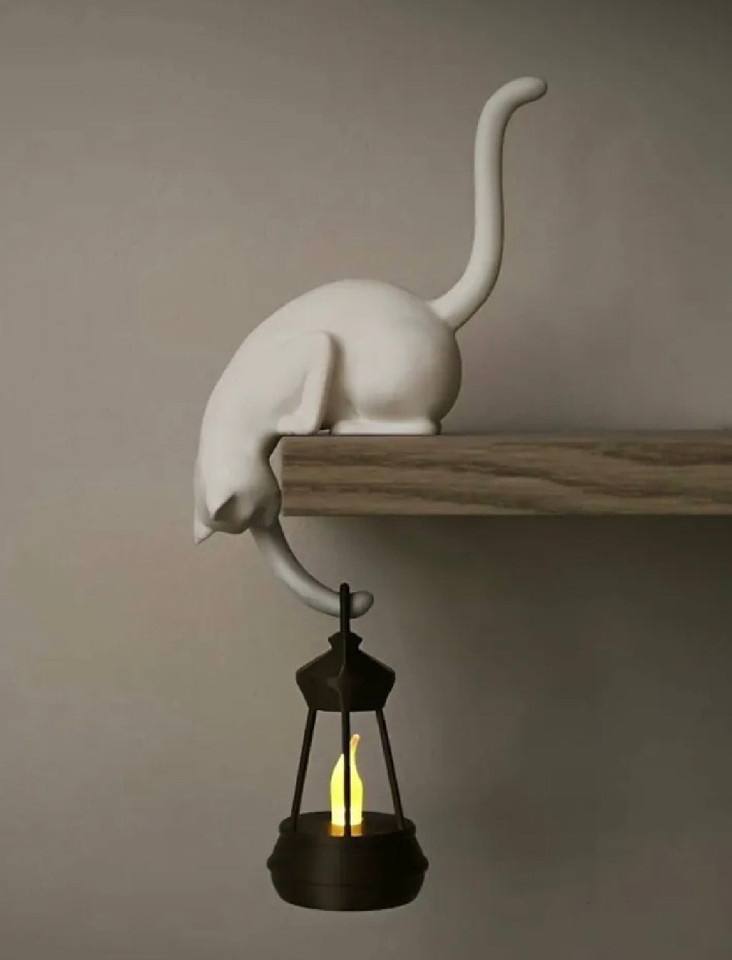 Shelf Cat Hook | 3D Printed Cat Hanging on Shelf with or Without Lantern