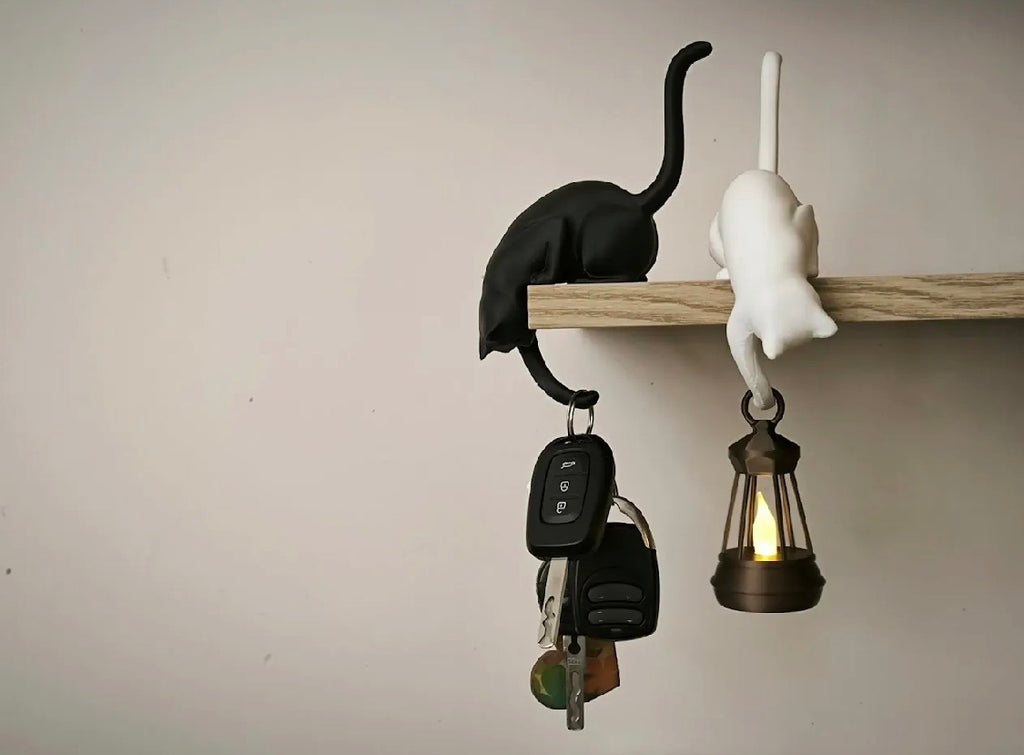 Shelf Cat Hook | 3D Printed Cat Hanging on Shelf with or Without Lantern