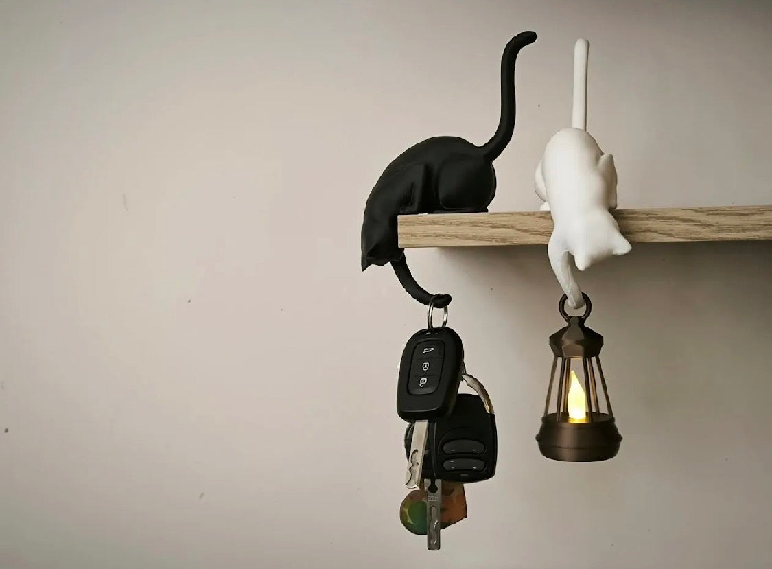 Shelf Cat Hook | 3D Printed Cat Hanging on Shelf with or Without Lantern