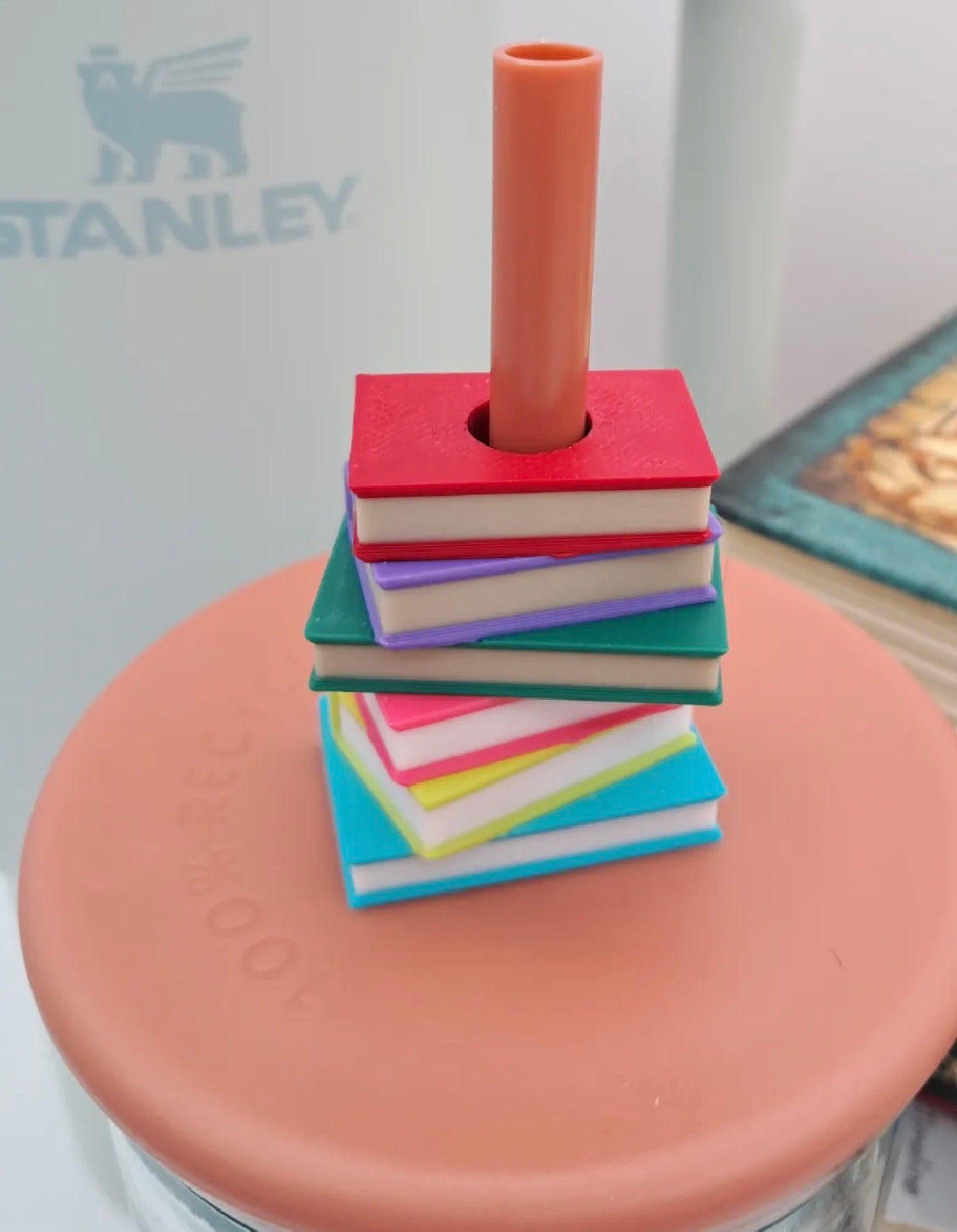 Stacked Books Straw Topper
