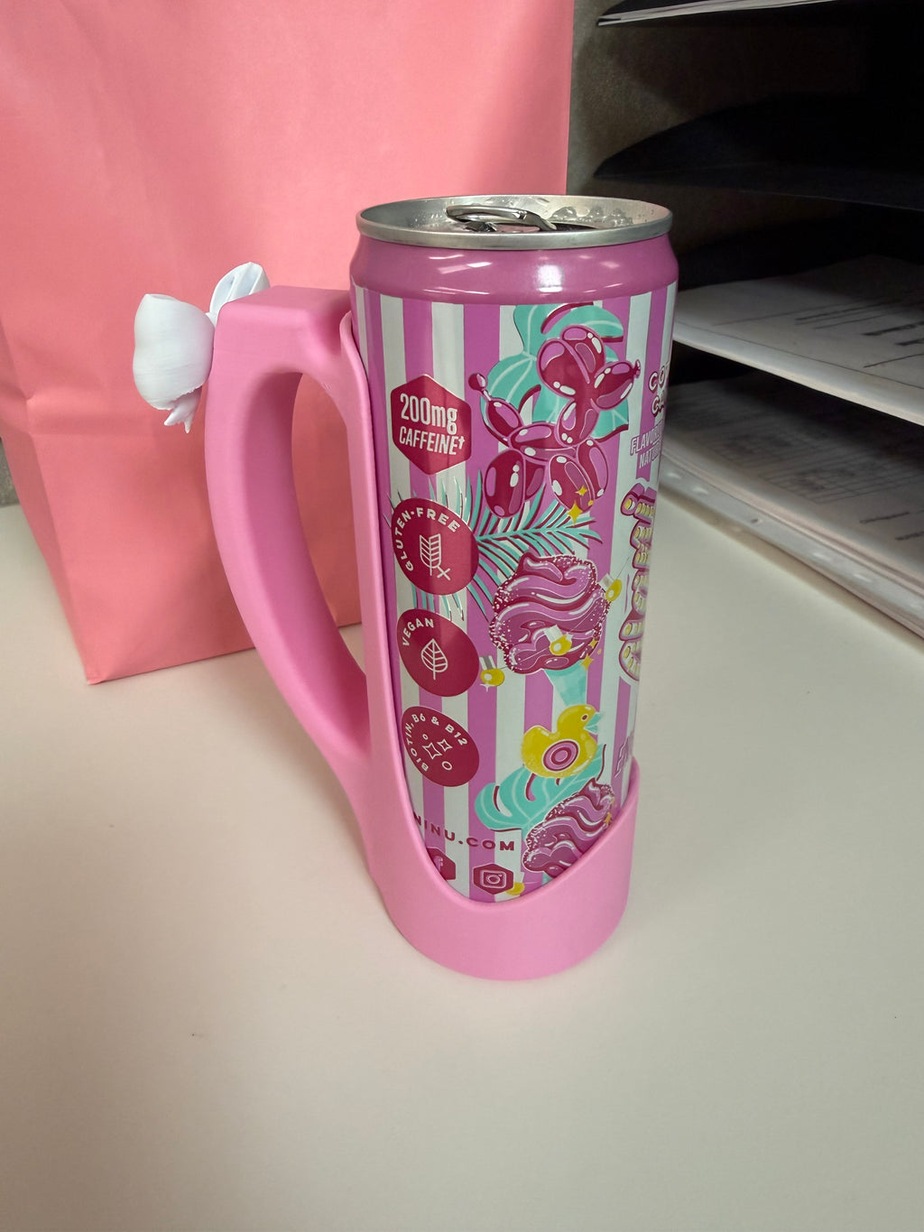12oz Slim Can Holder with Handle | With or Without Bow