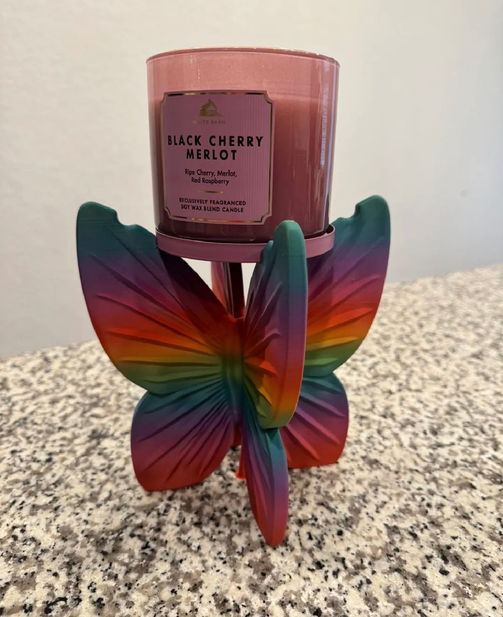 Butterfly 3-Wick Candle Holder | 3D Printed Rainbow Candle Stand