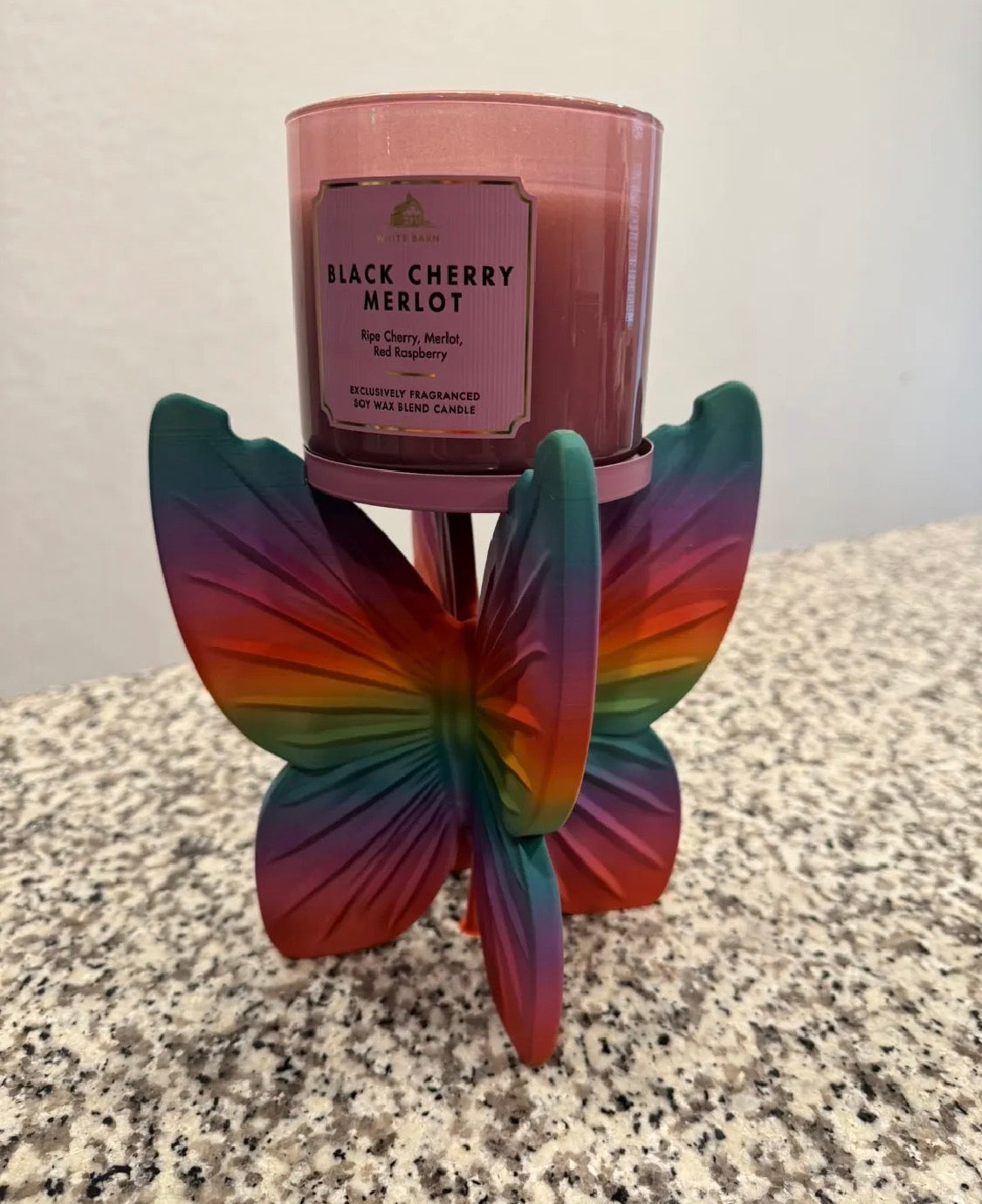 Butterfly 3-Wick Candle Holder | 3D Printed Rainbow Candle Stand