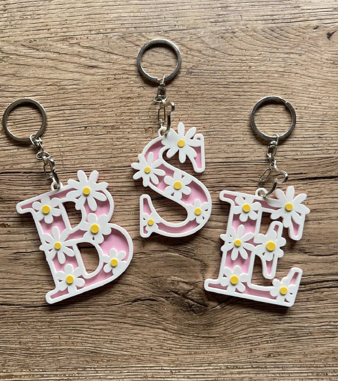 Daisy Initial Keychain