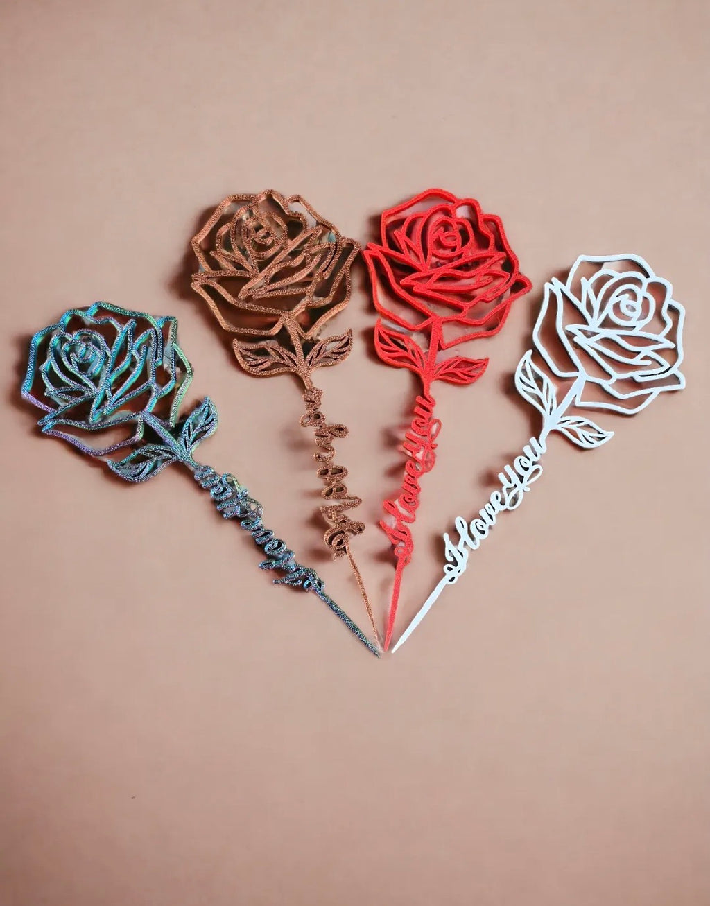 I Love You Rose with Heart Stand
