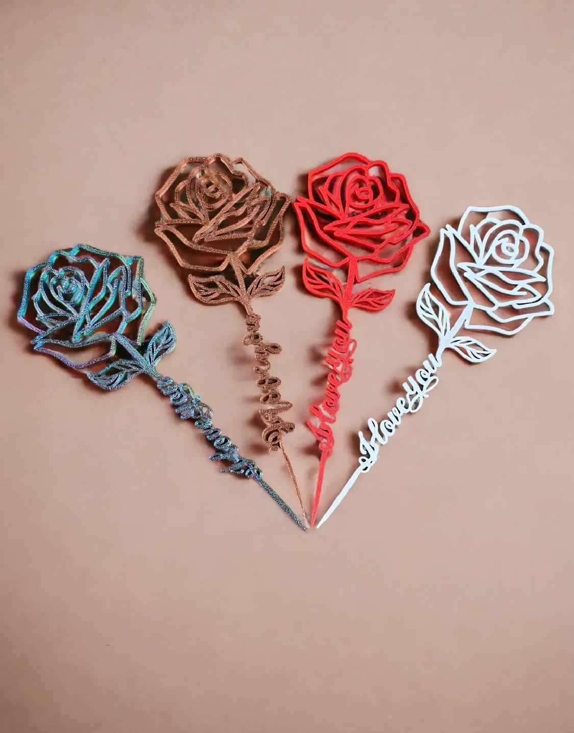 I Love You Rose with Heart Stand